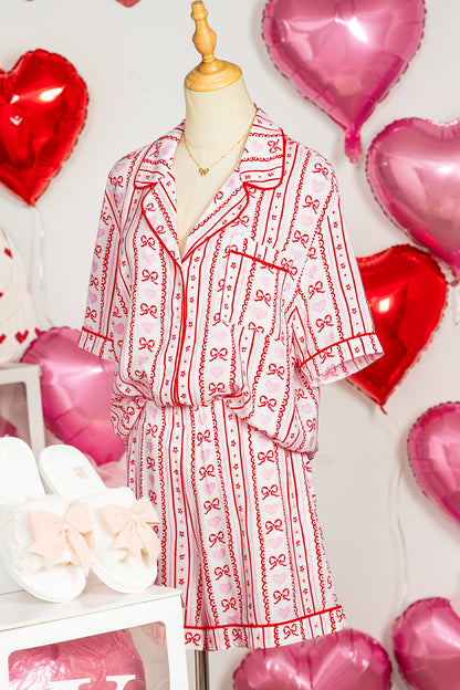 Bow Heart Top and Shorts Pajama Set