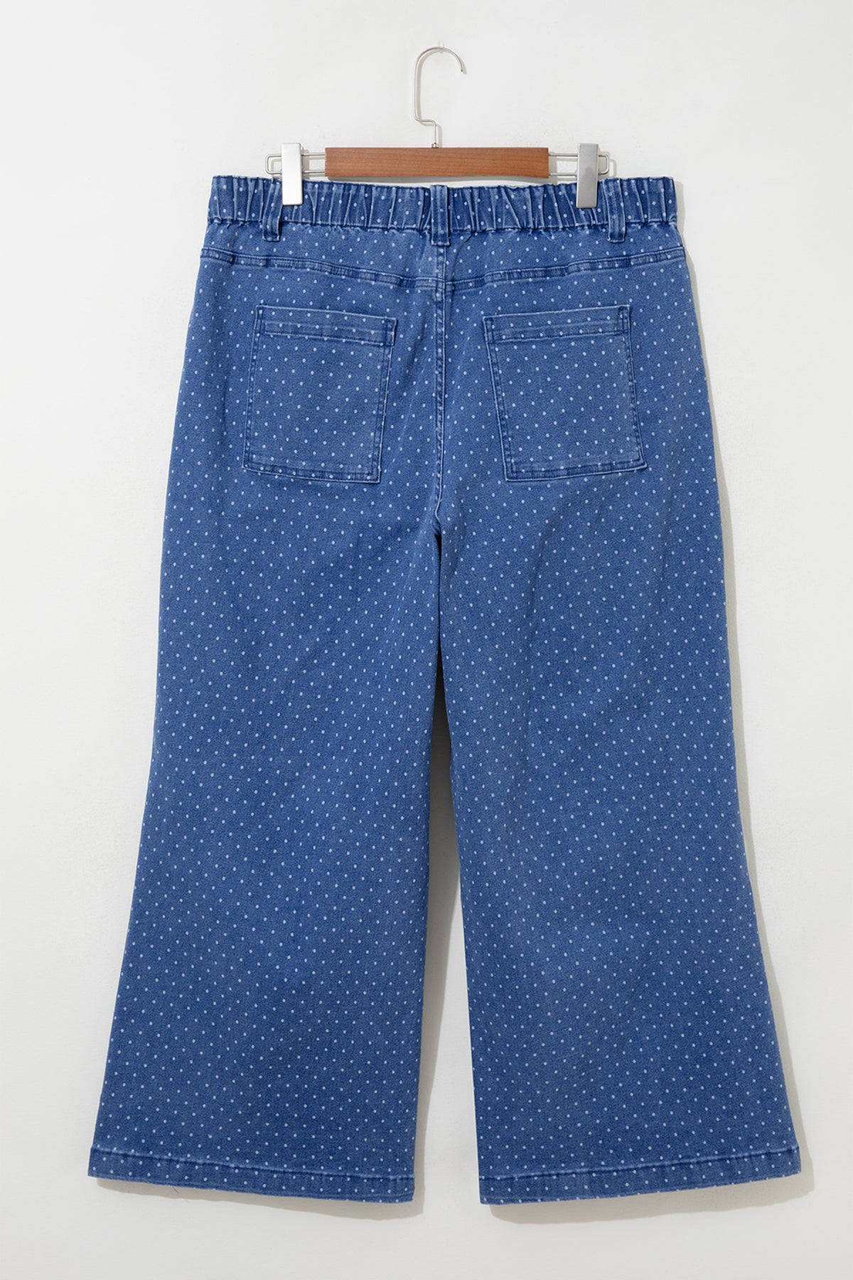 Plus Size Polka Dot Drawstring Wide Leg Jeans