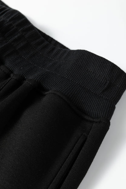 Solid Collared V-Neck Sweatshirt & Sweatpants Set