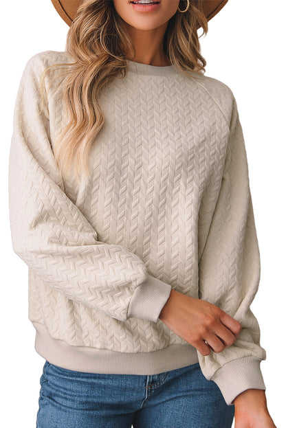 Herringbone Raglan Sleeve Pullover Sweatshirt