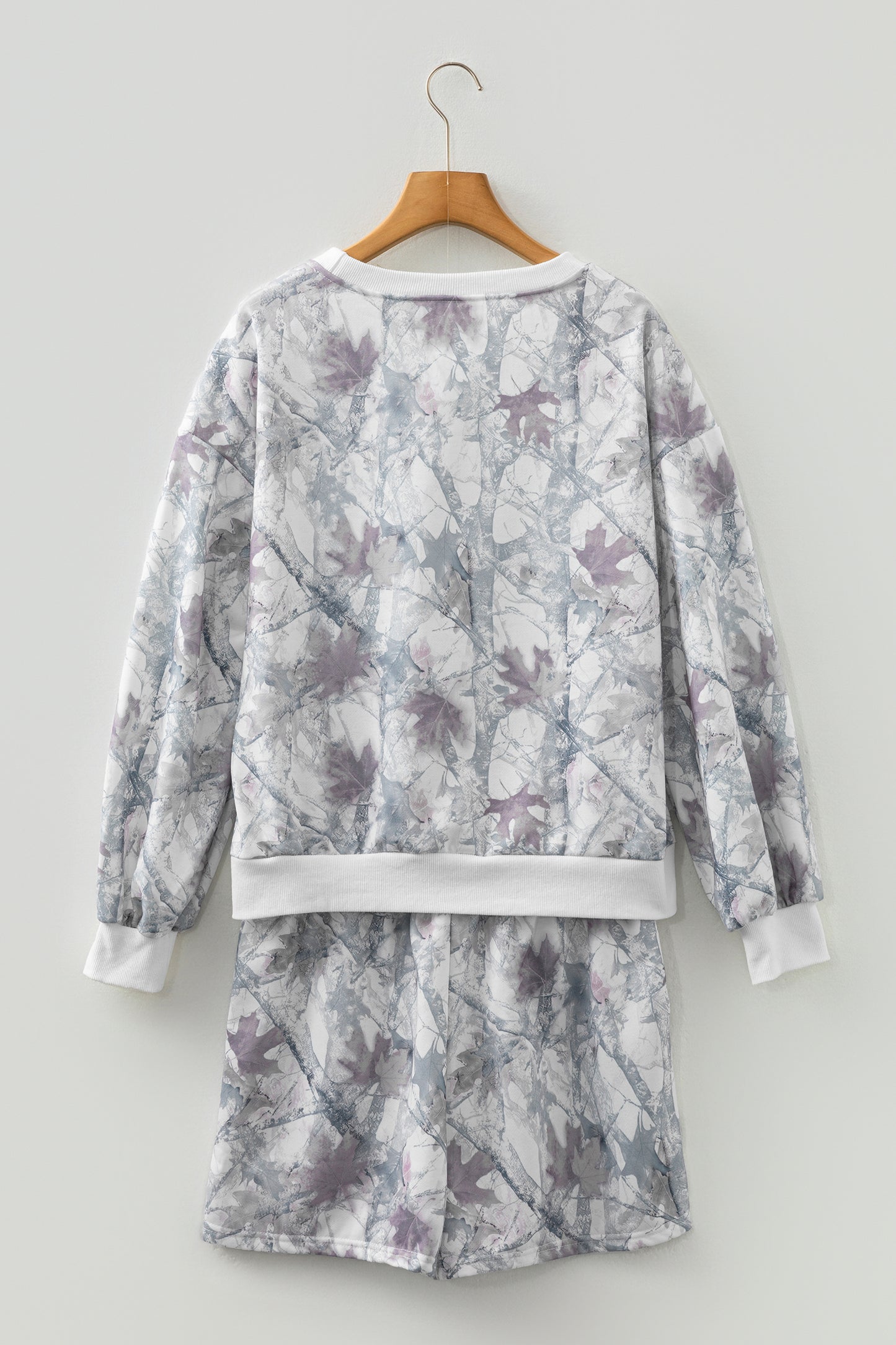 Abstract Camo Pullover & Drawstring Shorts Set