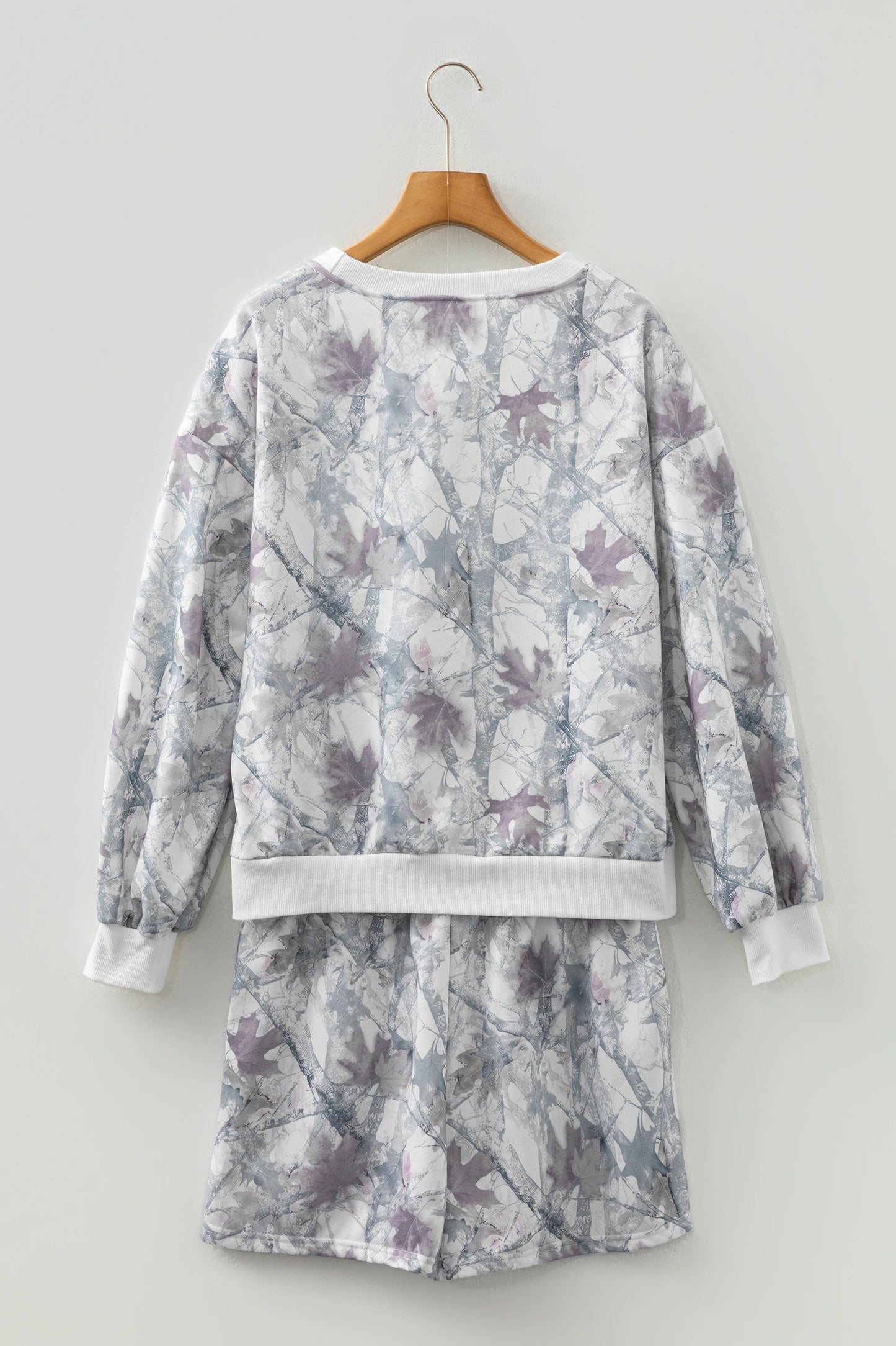 Abstract Camo Pullover & Drawstring Shorts Set