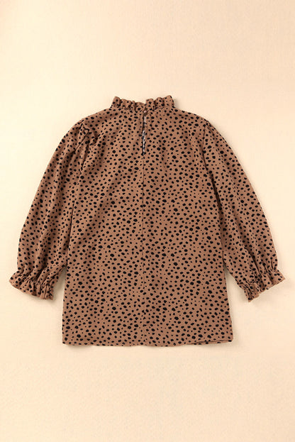 Leopard Frilled 3/4 Sleeve Blouse