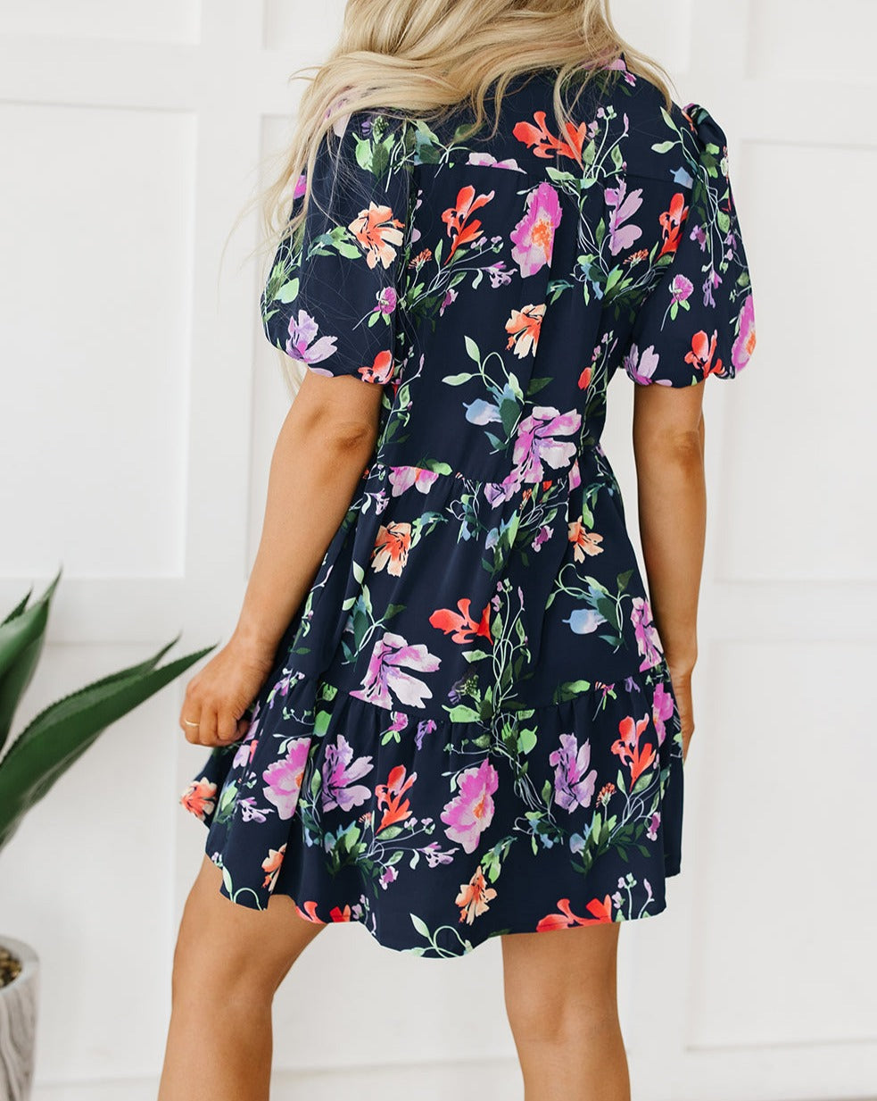 Floral Mandarin Collar Dress