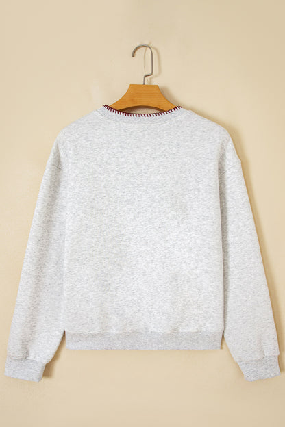 Western Embroidered Round Neck Graphic Sweatshirt