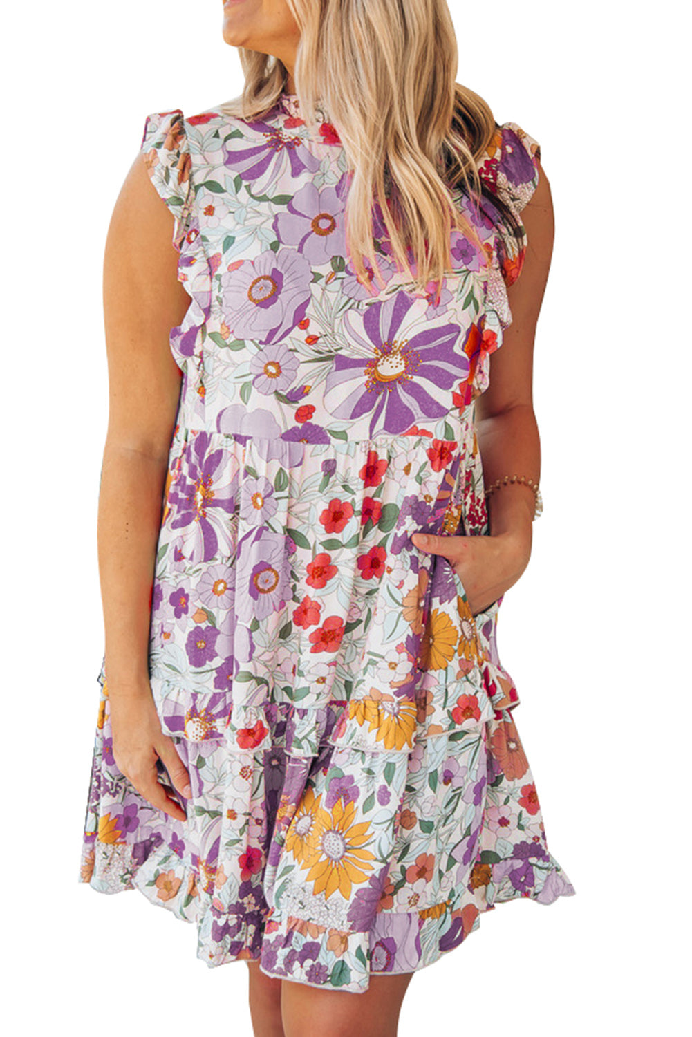 Floral Ruffle Tiered Tank Dress