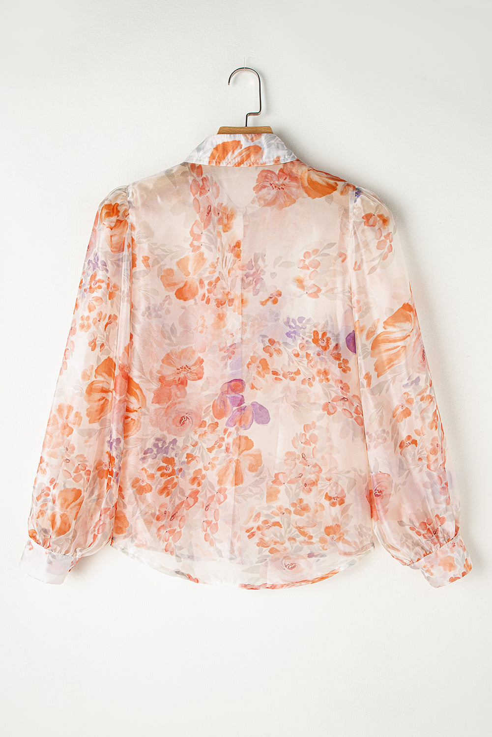 Floral Collared Balloon Sleeve Shirt