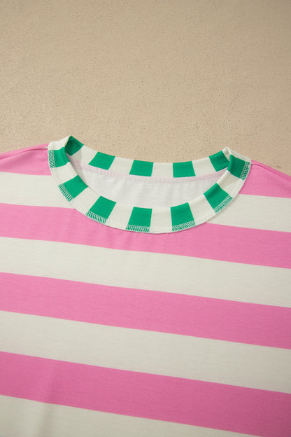 Stripe Patchwork Exposed Seam Oversized Top