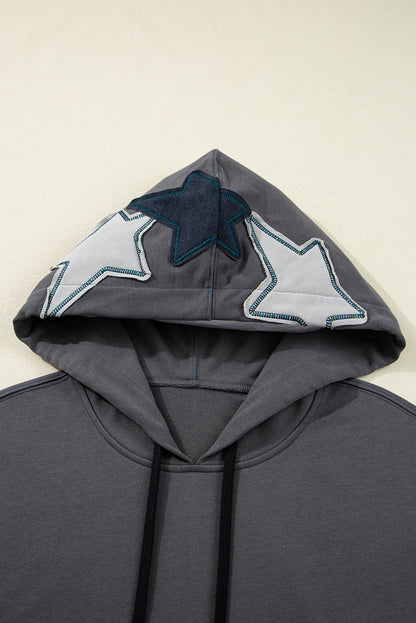 Star Patchwork Mineral Wash Kangaroo Pocket Hoodie