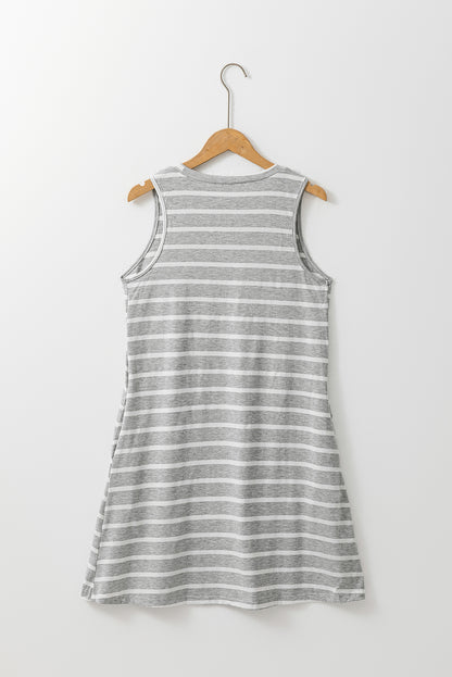 Stripe Sleeveless Pocketed Mini Dress