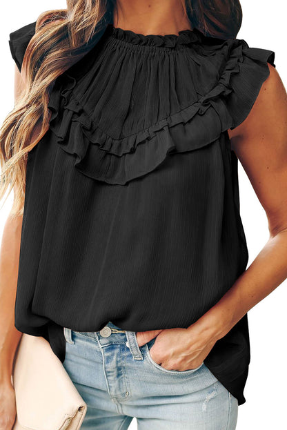 Ruffle Frilled Neck Tank Top