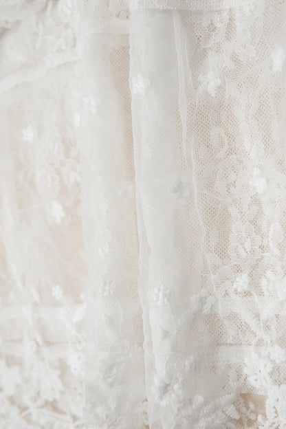 Sheer Floral Lace Ruffle Tiered Blouse & Cami