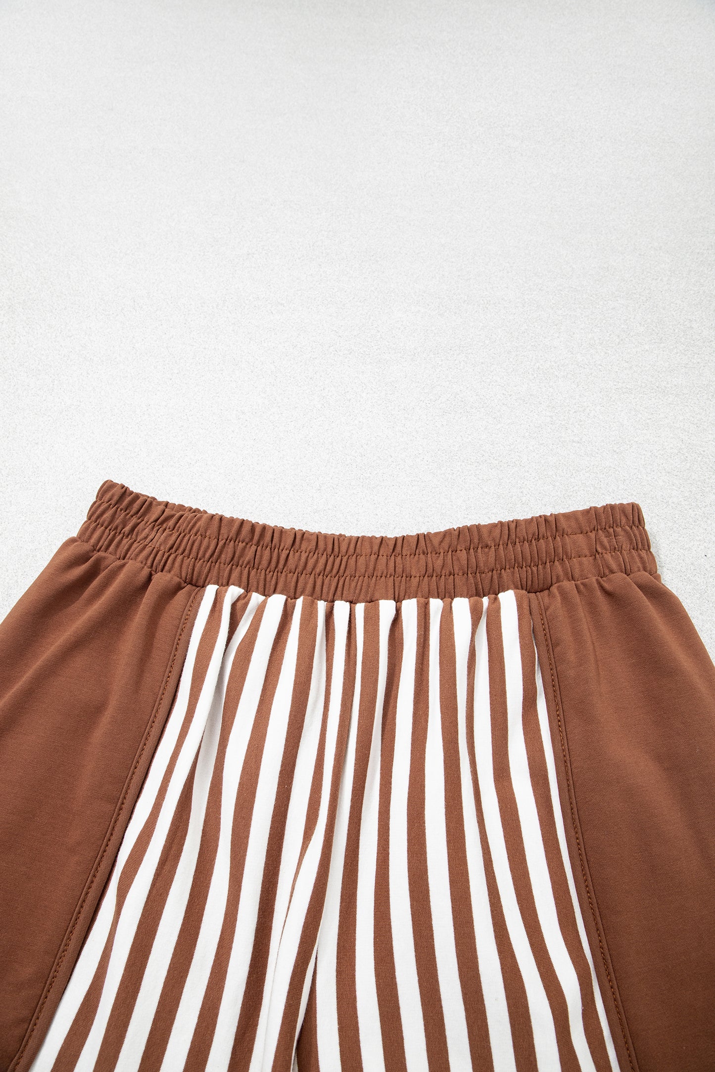 Stripe Patchwork Quarter Zip Sweatshirt & Shorts Set