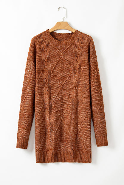 Cable Knit Drop Shoulder Sweater Dress