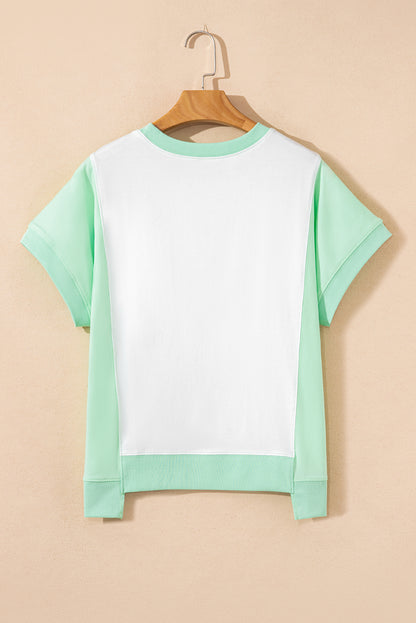 Colorblock Exposed Seam Crew Neck T-Shirt