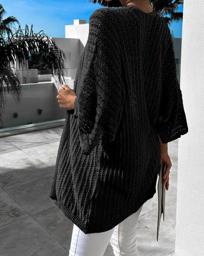 Hollowed Knit Kimono Cardigan