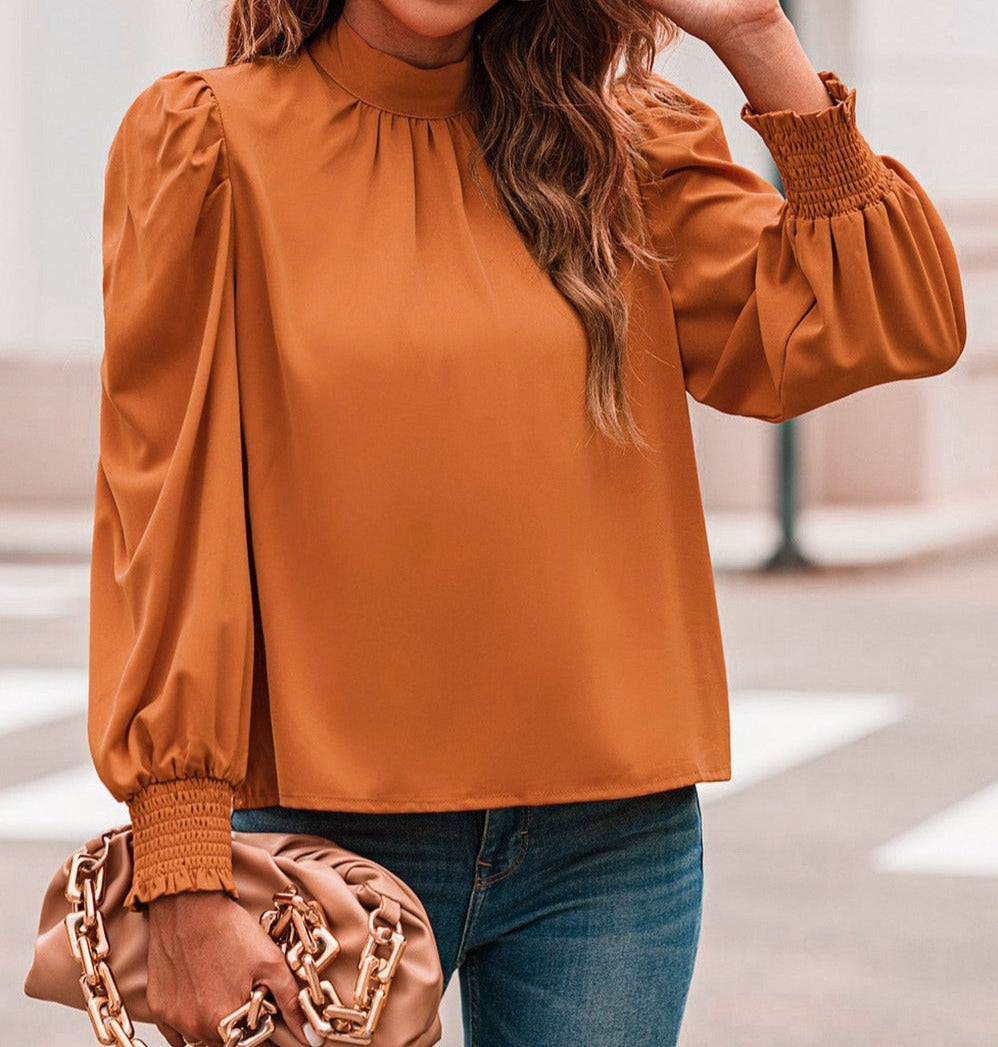 Bow Tie Puff Sleeve Blouse