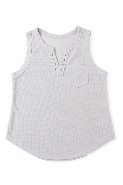 Waffle Eyelet V-Neck Tank Top