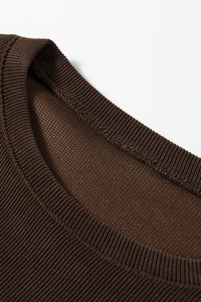 Solid Textured Knit Pullover and Shorts Set