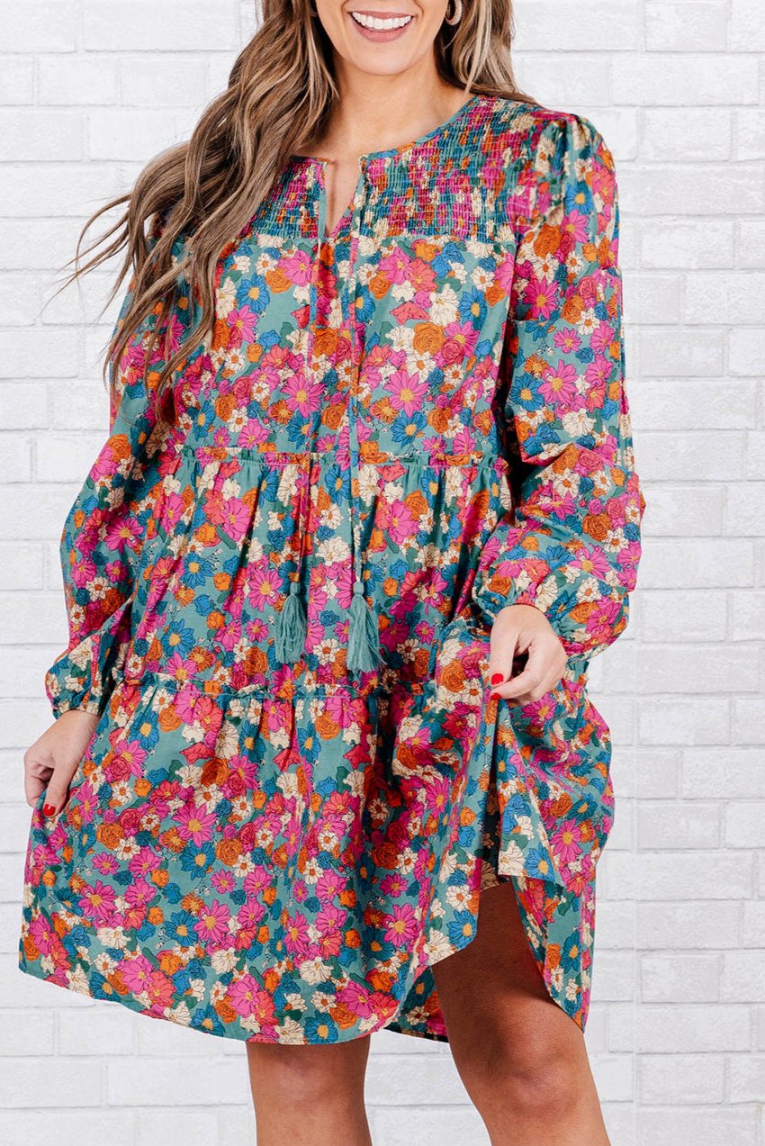 Plus Size Floral Ruffle Mini Dress