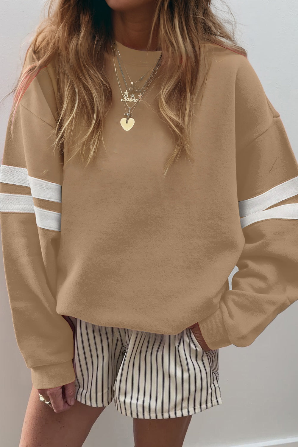 Varsity Stripe Drop Shoulder Oversized Sweatshirt