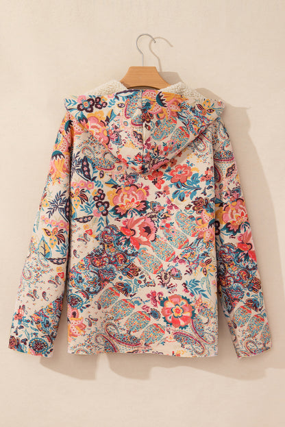 Floral Sherpa Lined Hooded Jacket