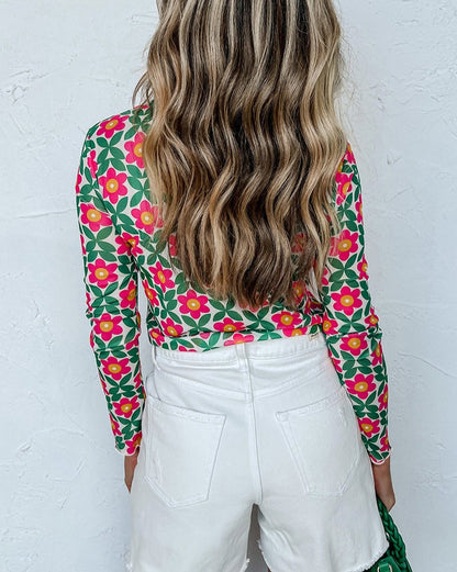 Retro Floral Long Sleeve Top