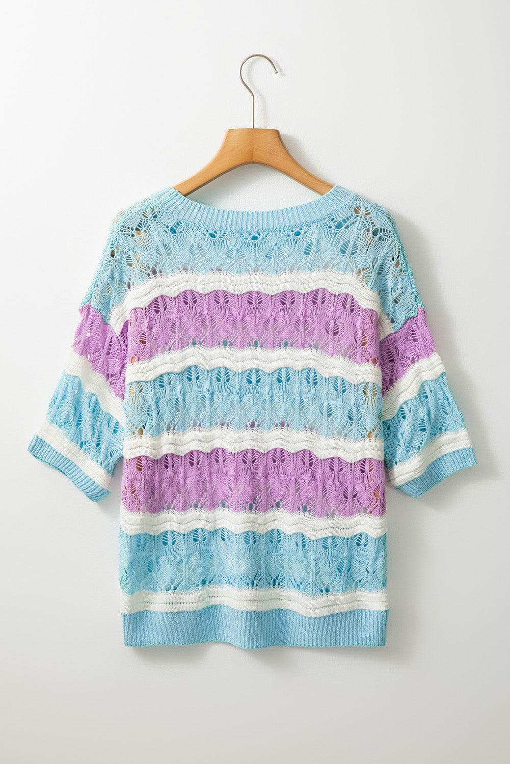 Stripe Colorblock Crochet Sweater