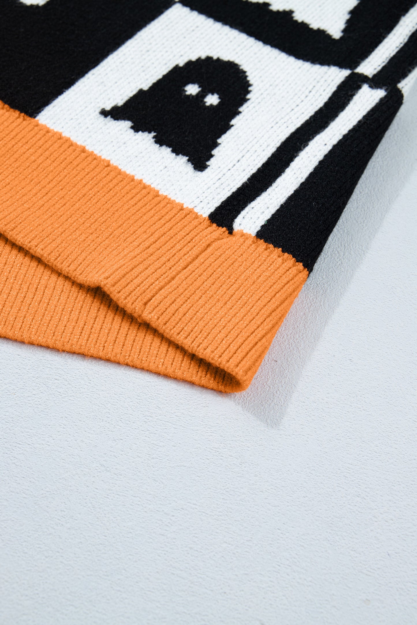 Halloween Ghost Colorblock Drop Shoulder Knit Cardigan