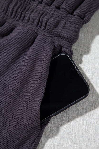 Solid Open Back Cap Sleeve Knit Romper