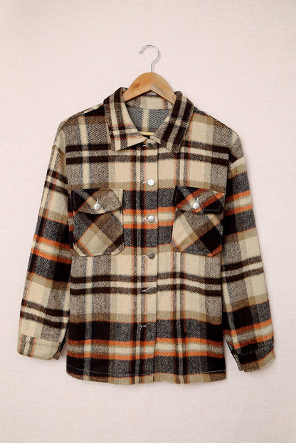 Plaid Button Front Pocketed Shacket