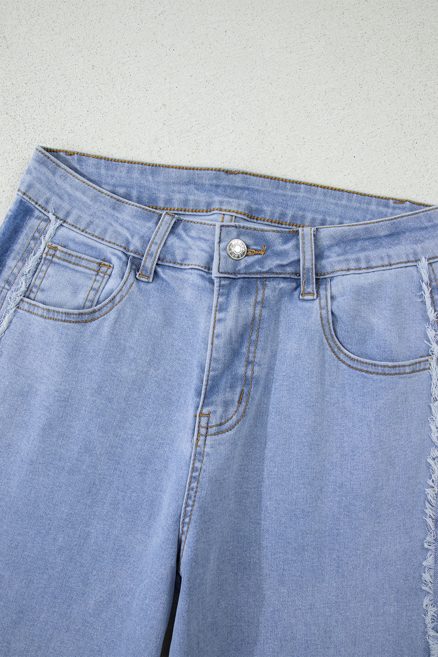 Denim Frayed Raw Edge Stripe Side Panel Jeans