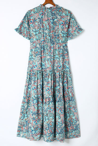 Paisley Ruffle Tiered Maxi Dress