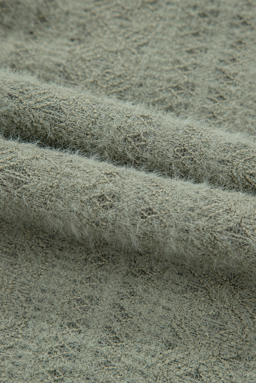 Lace Textured Flutter Sleeve Buttoned V-Neck Shirt