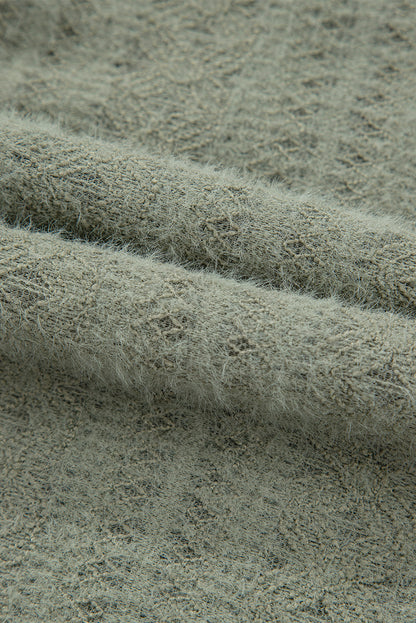 Lace Textured Flutter Sleeve Buttoned V-Neck Shirt