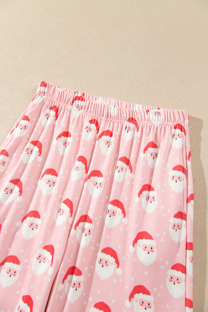 Christmas Santa Frilled Buttoned Top & Pants Set