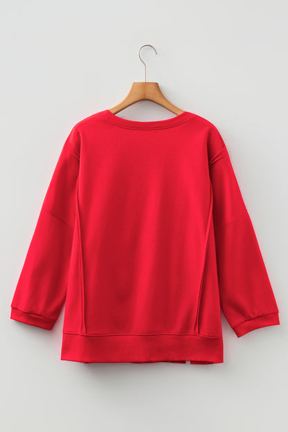 Floral Bow Tie Patch Reverse Seam Sweatshirt