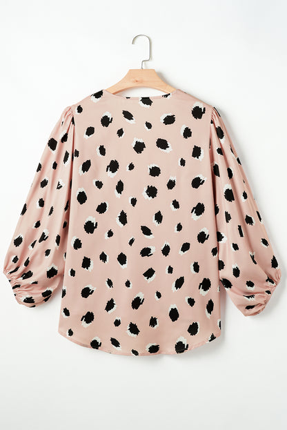 Leopard V-Neck 3/4 Sleeve Blouse