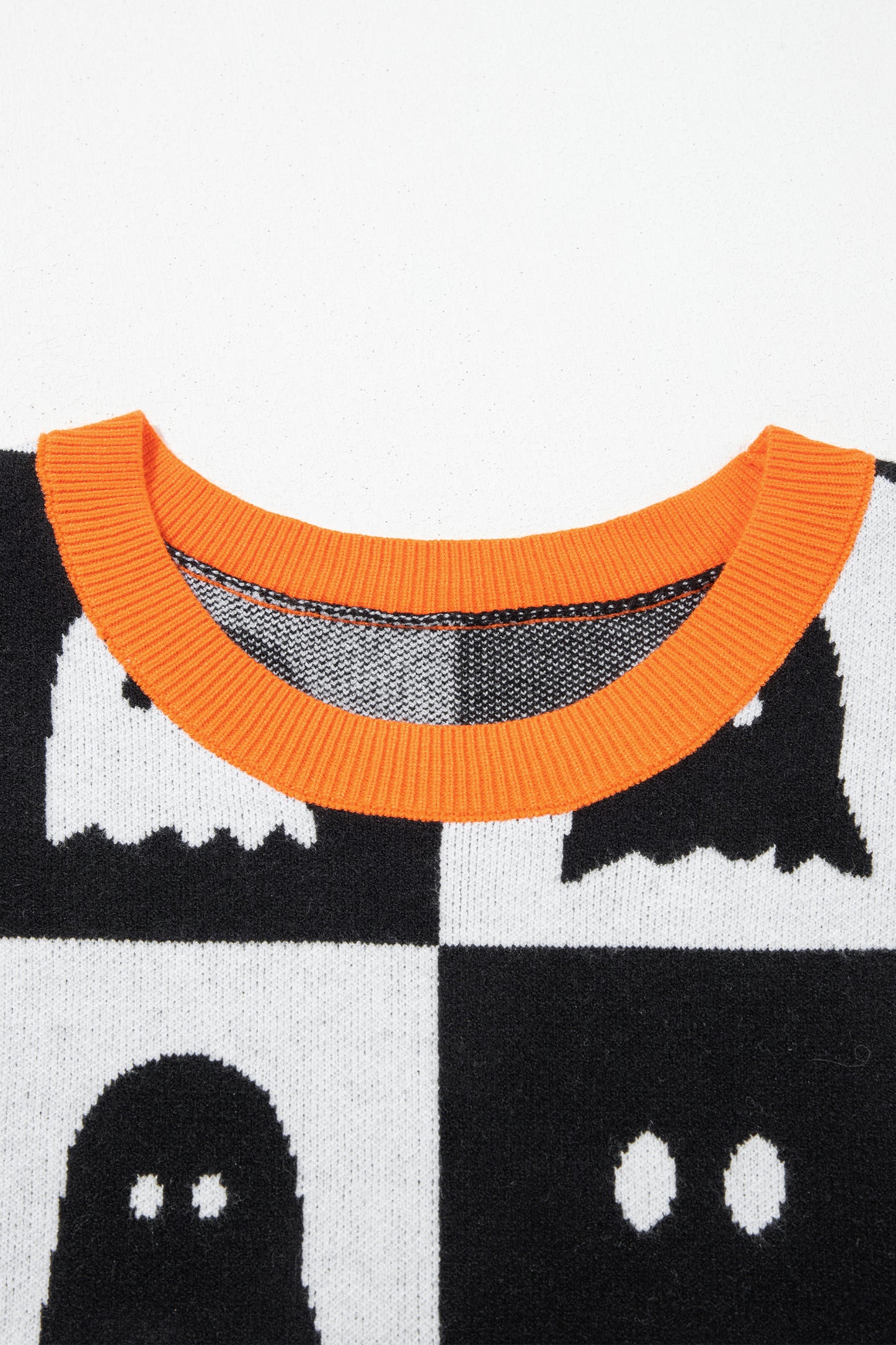 Halloween Ghost Checker Short Sleeve Knit Top