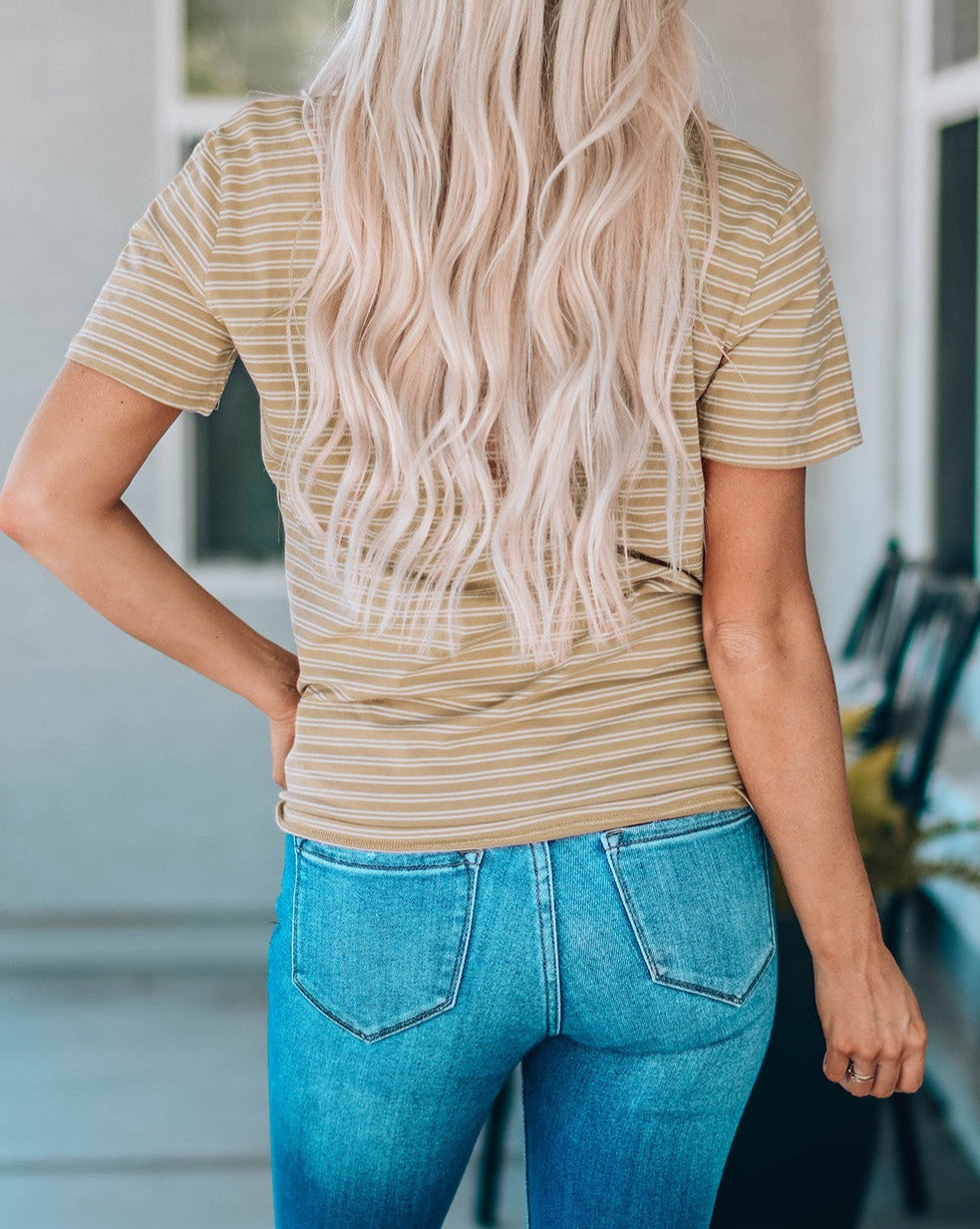 Stripe Colorblock Short Sleeve Tee