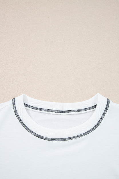 Stripe Colorblock Contrast Stitch Oversized Sweatshirt