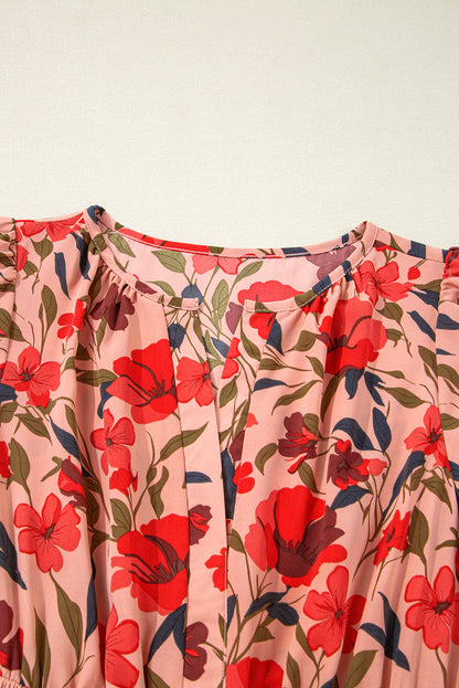 Floral Wrap V-Neck Short Sleeve Mini Dress