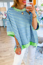 Stripe Contrast Trim Oversized T-Shirt