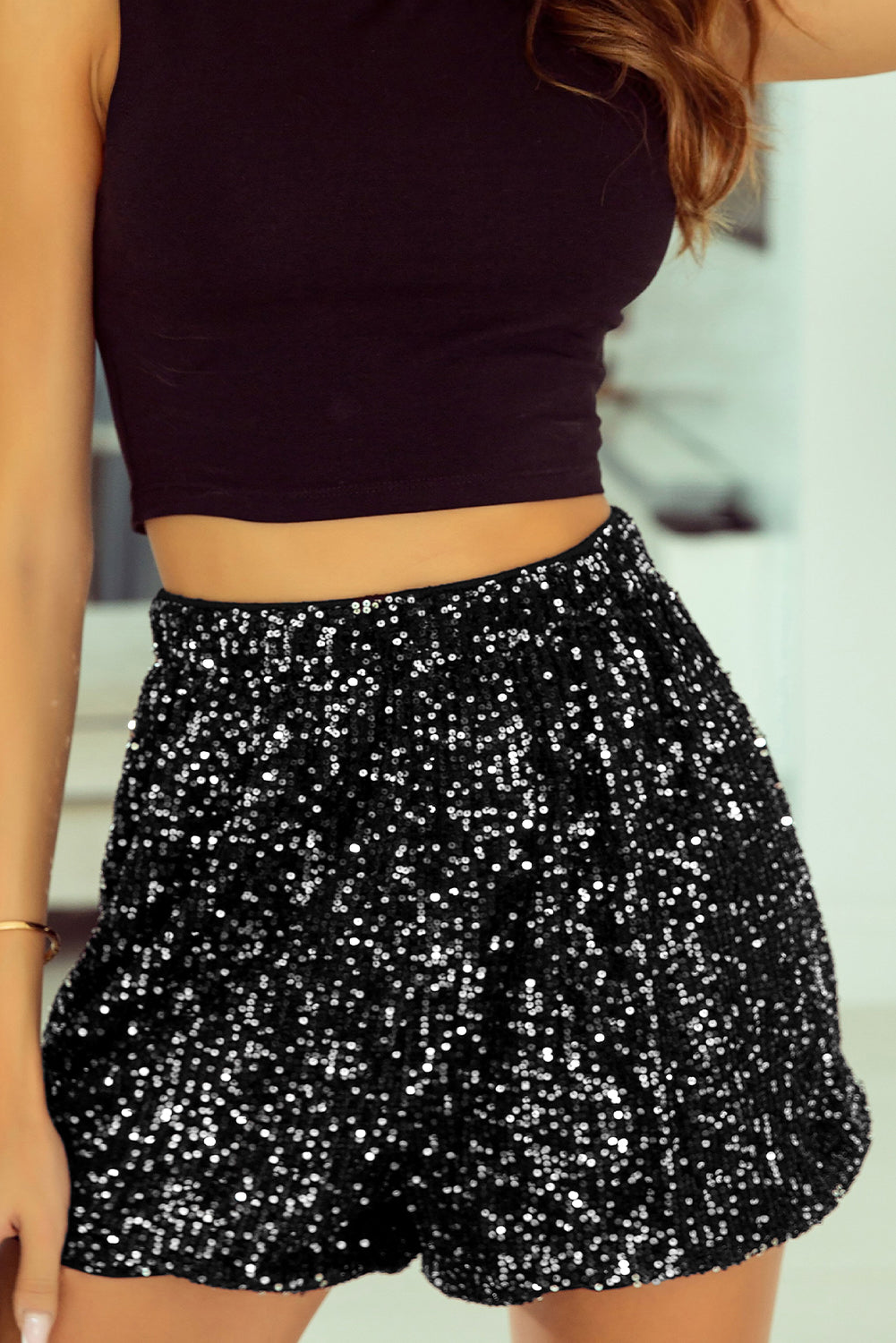 Sequin High Waist Shorts