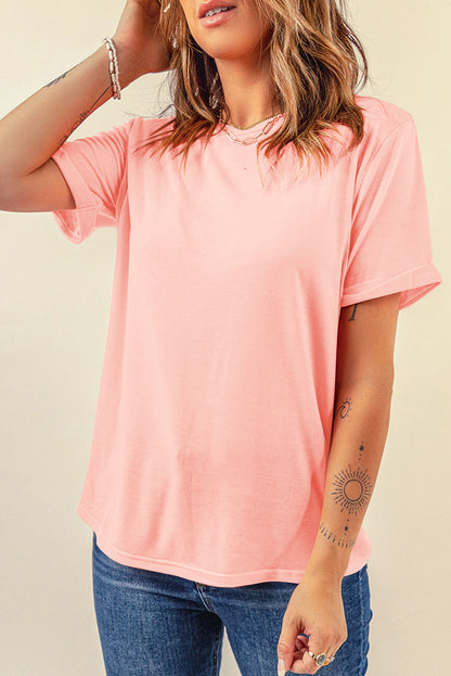 Solid Short Sleeve Crew Neck Tee