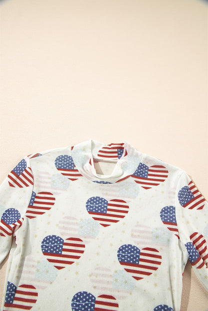 Americana Heart Mesh Long Sleeve Bodysuit
