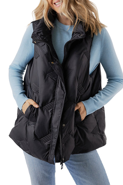 Quilted Sleeveless Zipped Jacket Vest