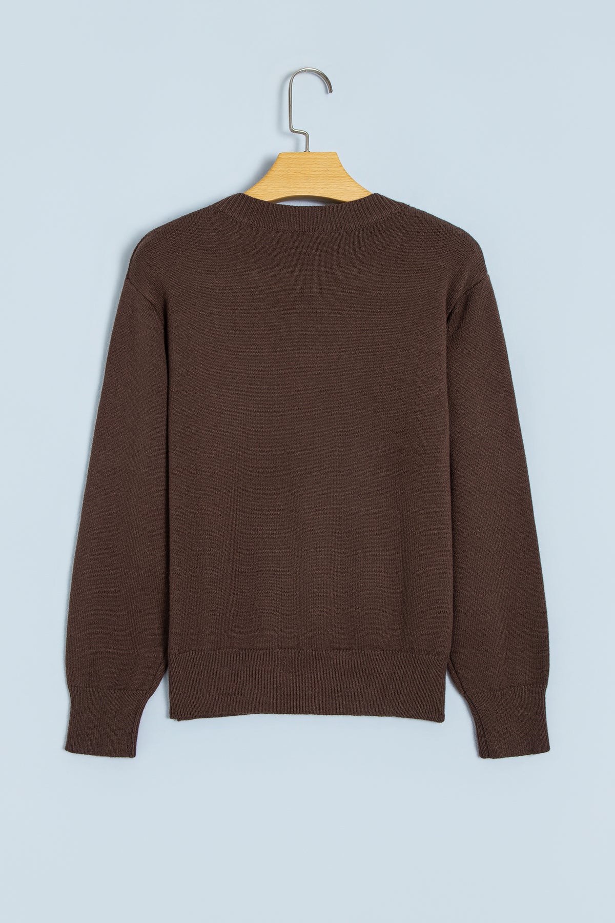 Floral Embroidered Round Neck Long Sleeve Sweater