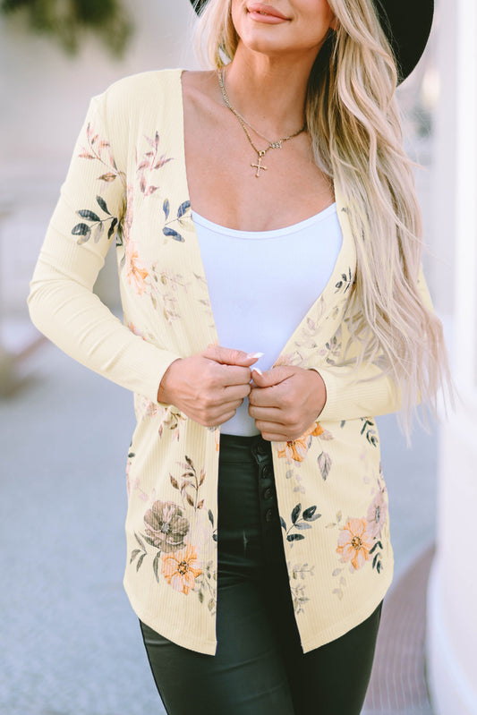 Floral Ribbed Knit Cardigan