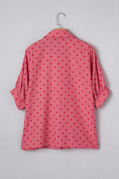 Valentine Heart Short Sleeve Buttoned Shirt